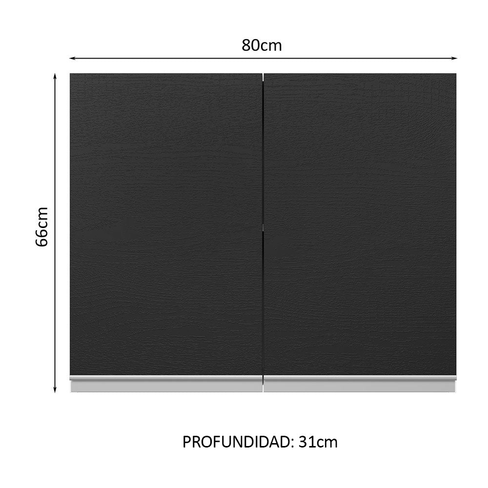 Alacena Cocina 100% MDF 80 cm 2 Puertas Blanco/Negro Acordes Madesa