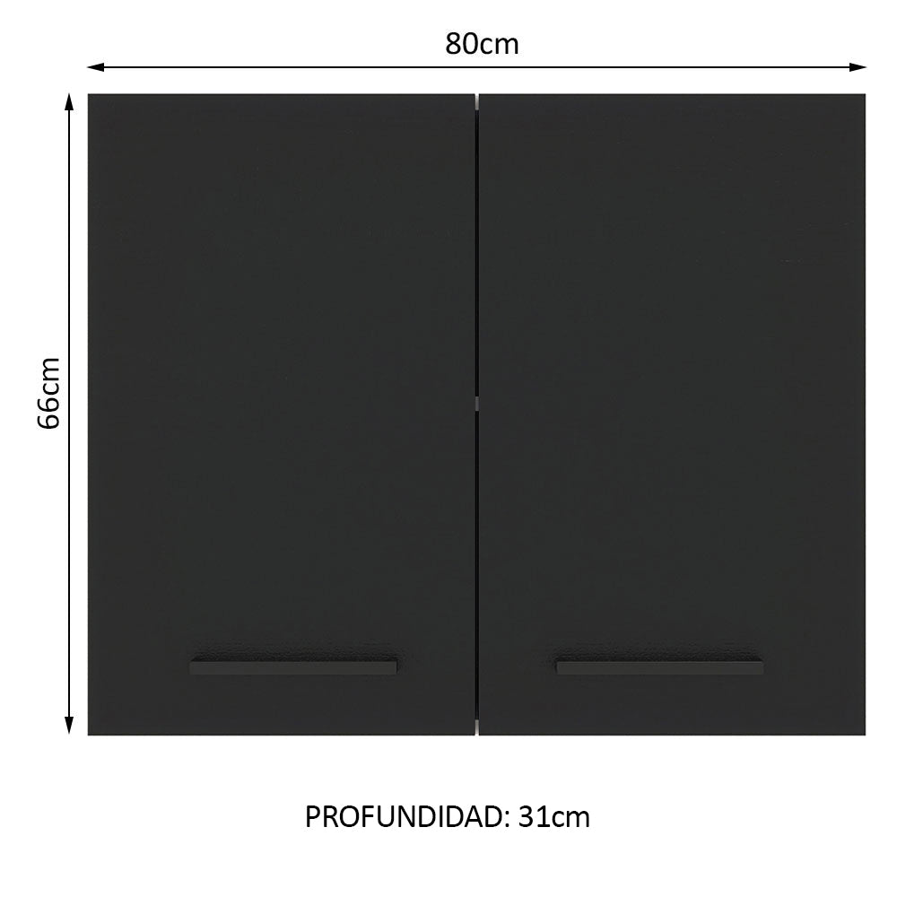 Alacena 80 cm 2 Puertas Agata Blanco/Negro