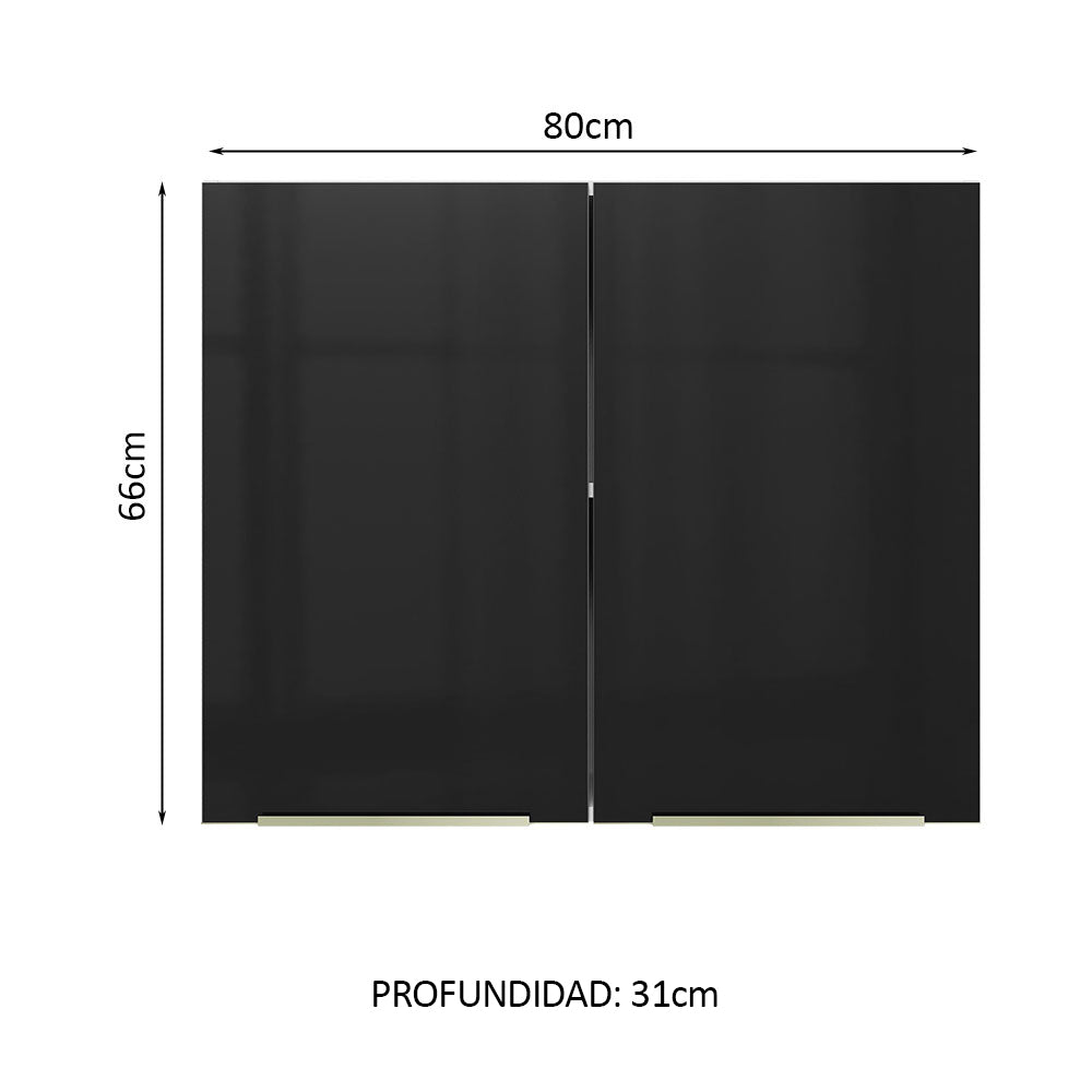 Alacena 80 cm 2 Puertas Lux Blanco/Negro
