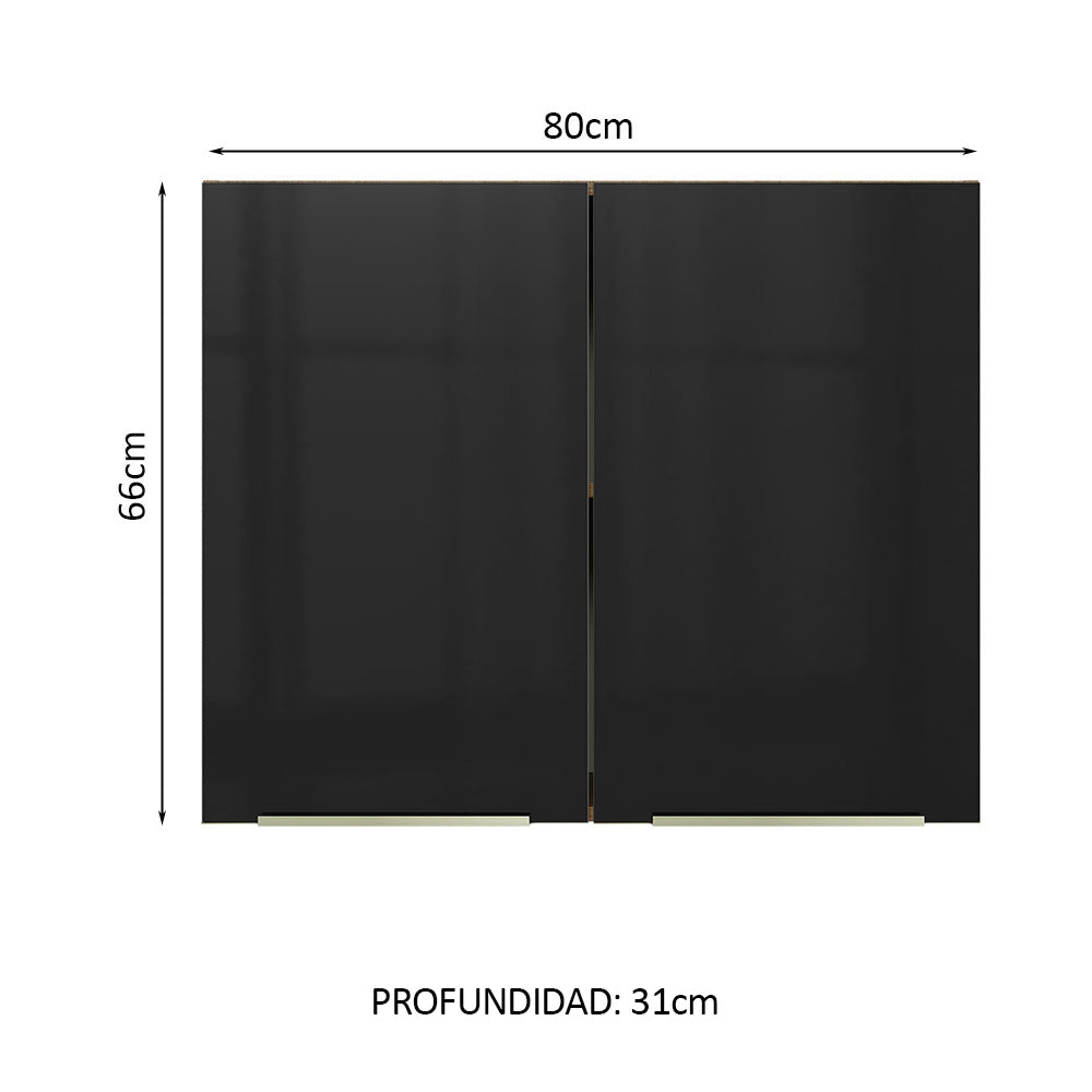 Alacena 80 cm 2 Puertas Lux Marrón/Negro