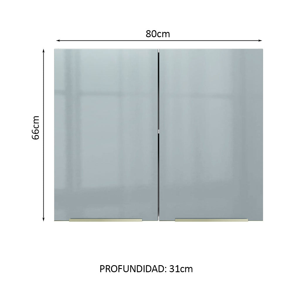 Alacena 80 cm 2 Puertas Lux Blanco/Gris