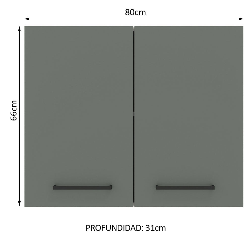 Alacena 80 cm 2 Puertas Agata Blanco/Gris