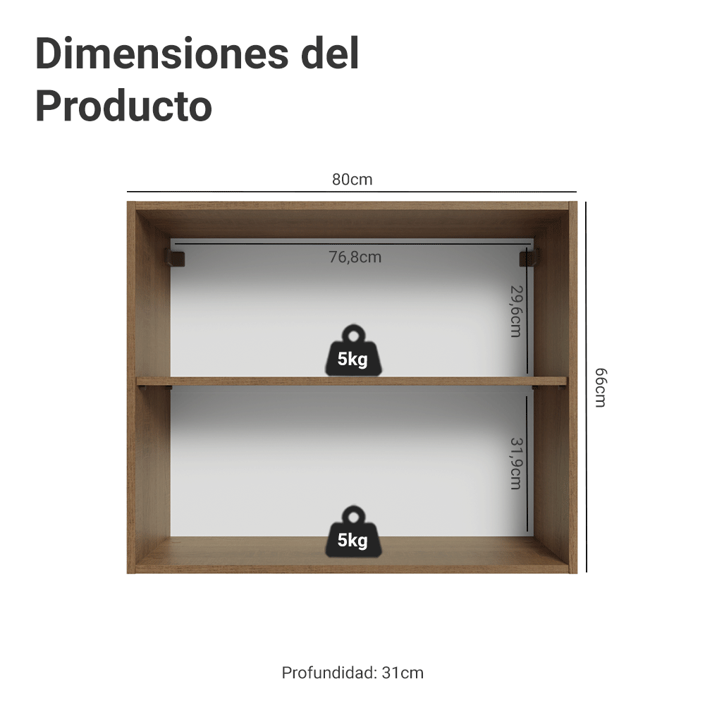 Alacena 80 cm 2 Puertas Marrón/Gris Vik Madesa