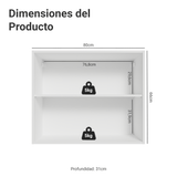 Alacena Cocina 80 cm 2 Puertas Blanco/Blanco Aterciopelado Lux Madesa
