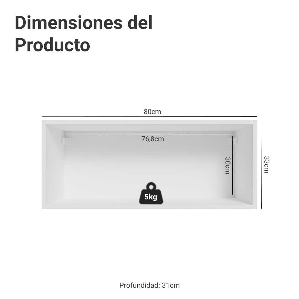 Alacena 80 cm 1 Puerta Puerta Rebatible Blanco/Gris Vik Madesa