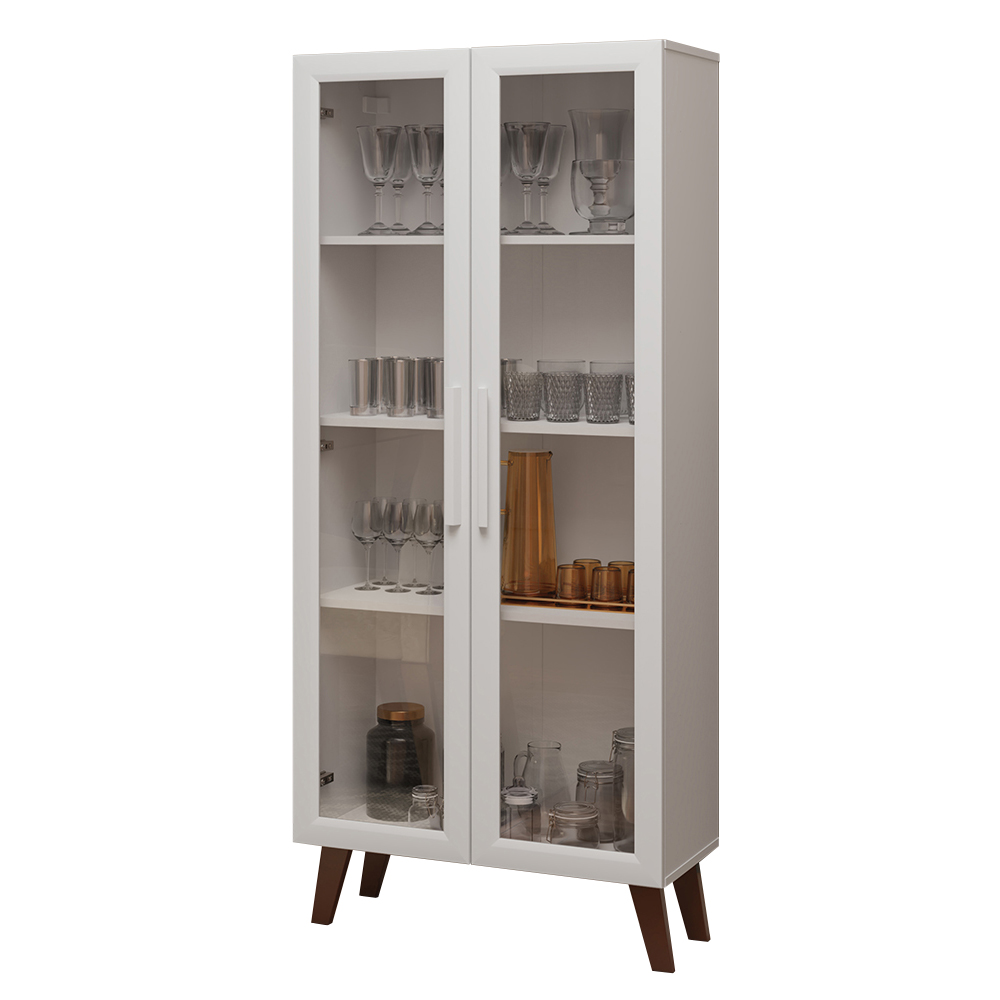 Cristalero 70 cm 2 Puertas con Patas Trapecio Blanco Línea Estándar Madesa