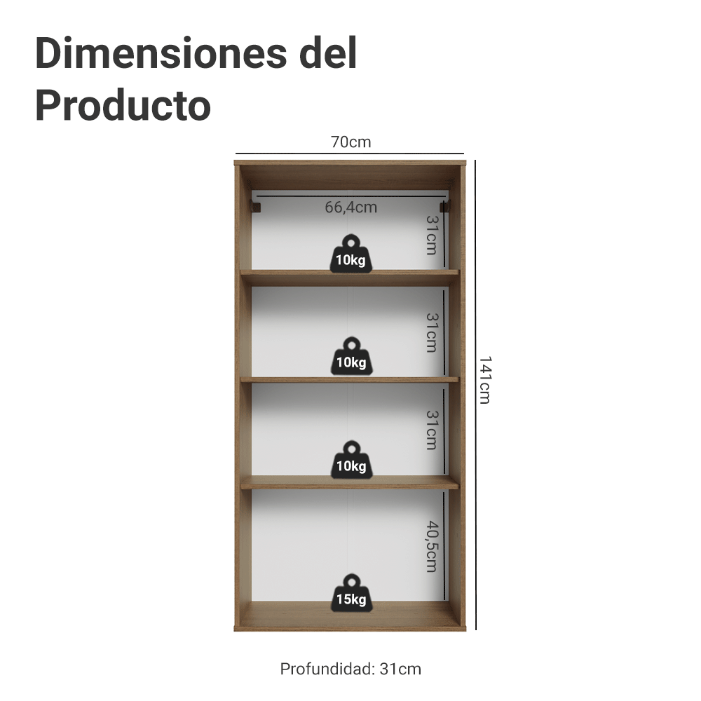 Cristalero 70 cm 2 Puertas de Vidrio Vik Marrón/Blanco