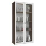 Cristalero Sin Patas 70 cm 2 Puertas de Vidrio Vik Marrón/Blanco