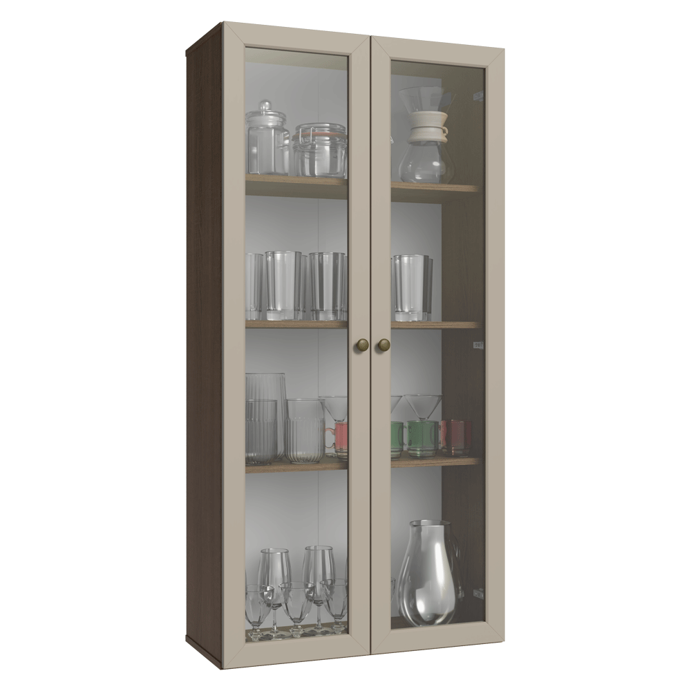 Cristarelo Flotante 70 cm 2 Puertas de Vidrio Marrón/Crema Vik Madesa