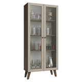 Cristarelo 70 cm 2 Puertas de Vidrio con Patas Trapecio Marrón/Crema/Marrón Vik Madesa