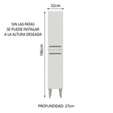Despensero 32 cm Sin cajones 2 Puertas Emilly Blanco