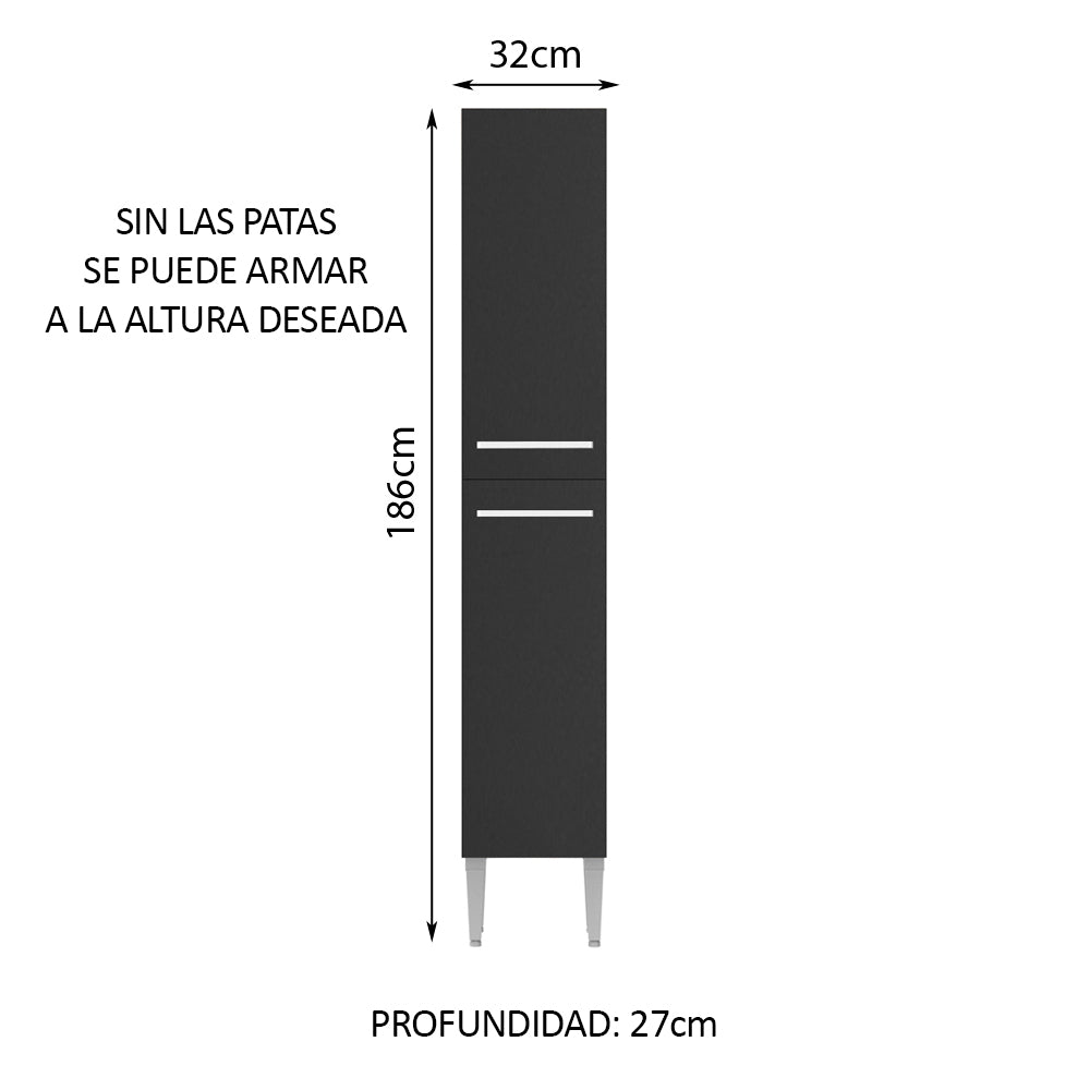 Despensero 32 cm Sin cajones 2 Puertas Emilly Marrón/Negro