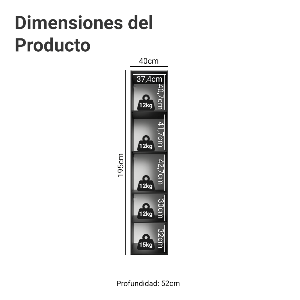 Despensero 40 cm 2 Puertas Flotante Negro Nice Madesa