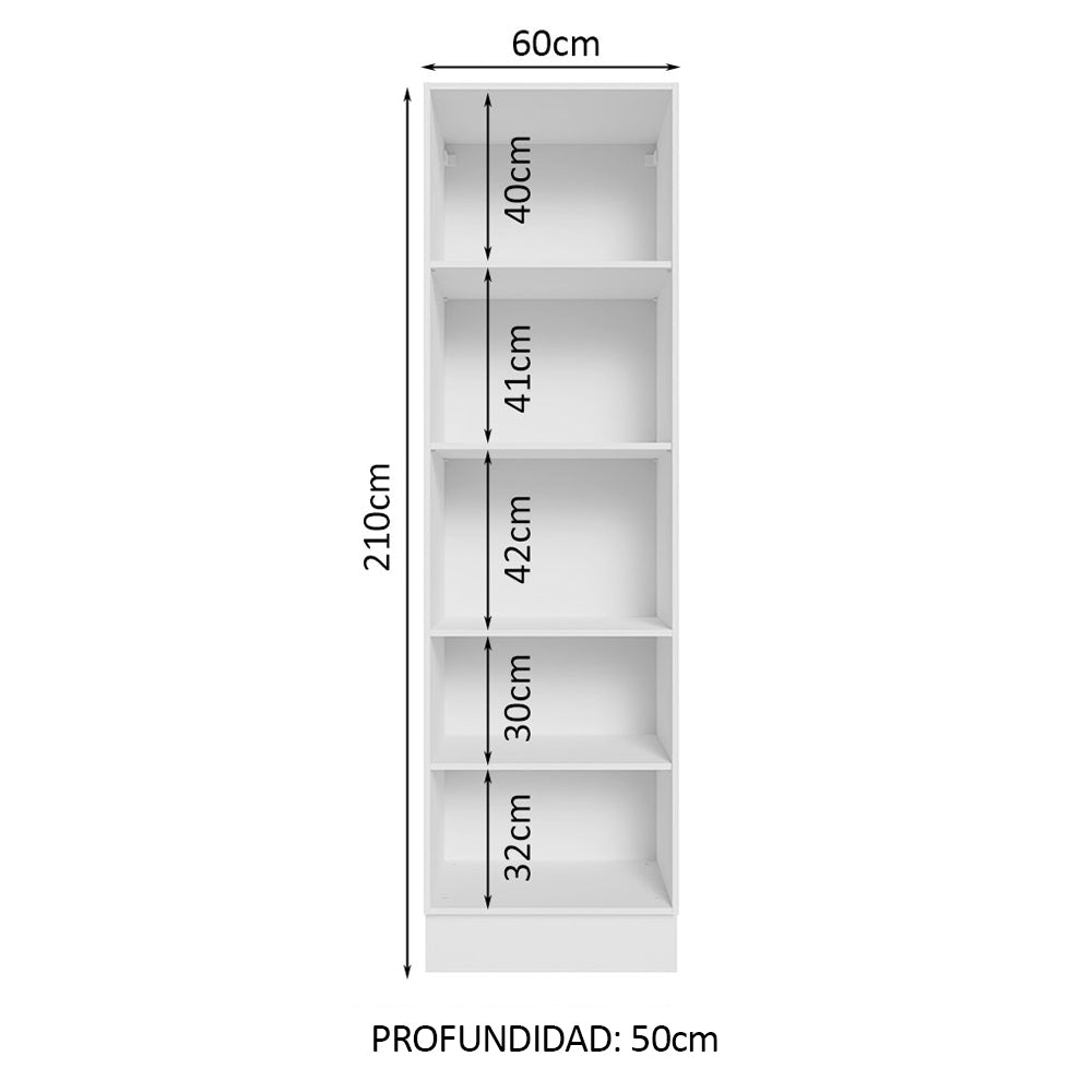 Despensero 100% MDF 60 cm con Nichos Abiertos para Cocina Blanco Acordes Madesa