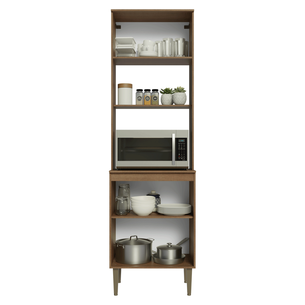 Mueble para Horno/Microondas 60 cm 3 Puertas Marrón/Negro Lille Madesa