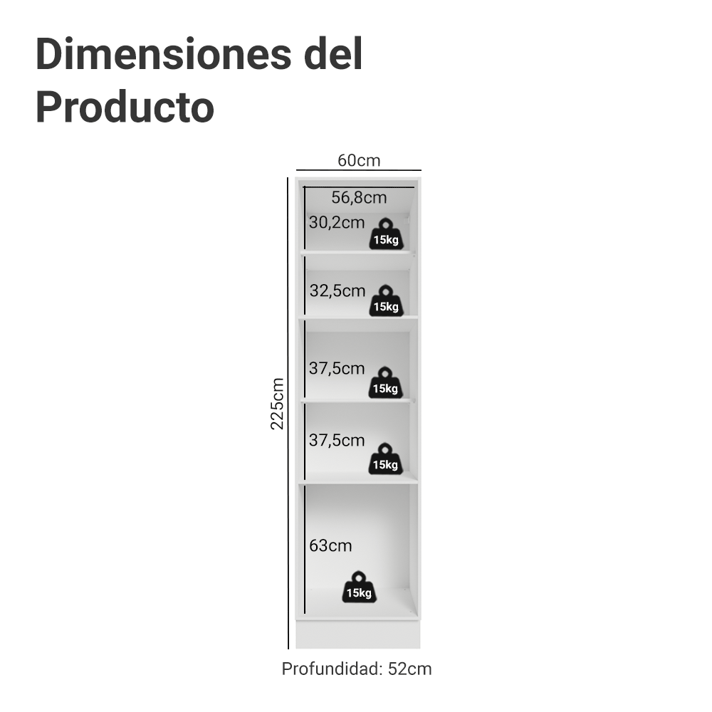 Despensero 60 cm 3 Puetas Blanco/Negro Lux Madesa