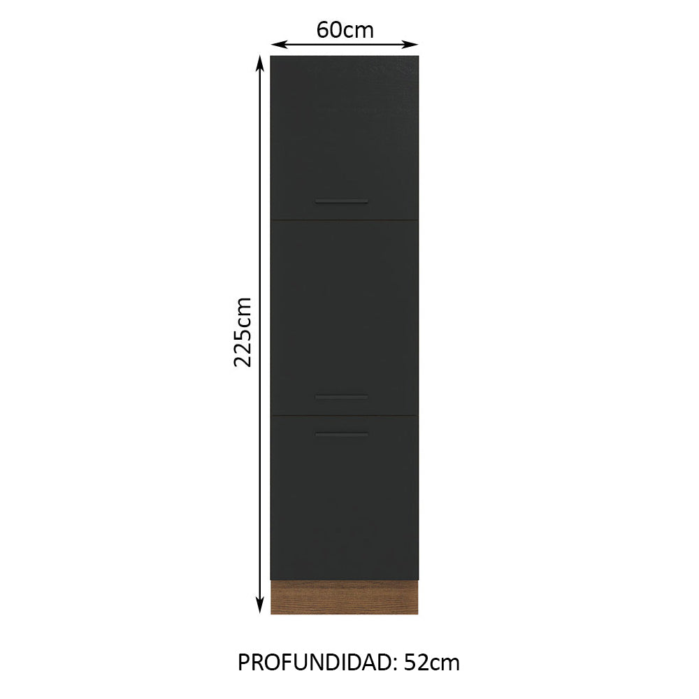Despensero 60 cm 3 Puertas Marrón/Negro Agata Madesa