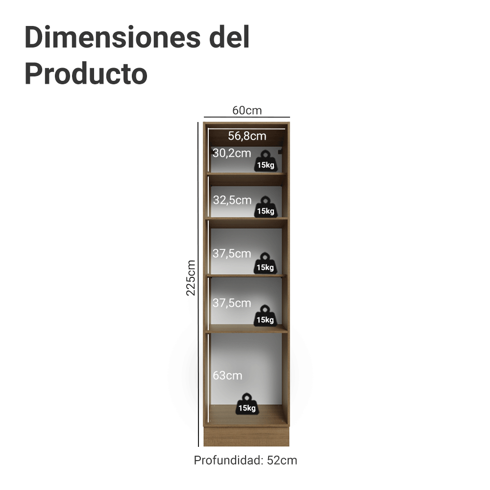 Despensero 60 cm 3 Puetas Marrón/Gris Lux Madesa
