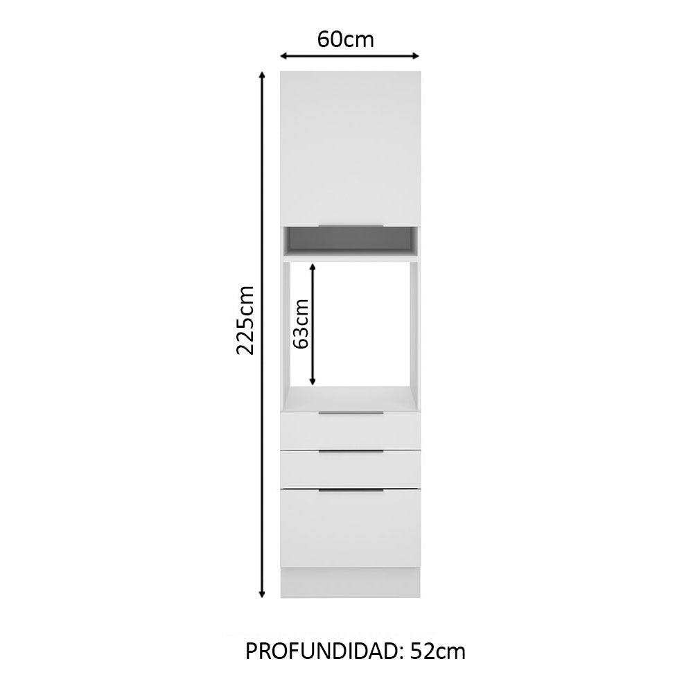 Mueble de Cocina para Horno 60 cm 1 Puerta 3 Cajones Blanco Stella Madesa