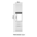 Mueble de Cocina para Horno 60 cm 1 Puerta 3 Cajones Blanco Stella Madesa