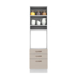 Mueble de Cocina para Horno 60 cm 1 Puerta 3 Cajones Blanco/Crema Agata