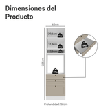Mueble de cocina para Horno/Microondas 60 cm 1 Pueta 3 Cajones Blanco/Crema Vik Madesa