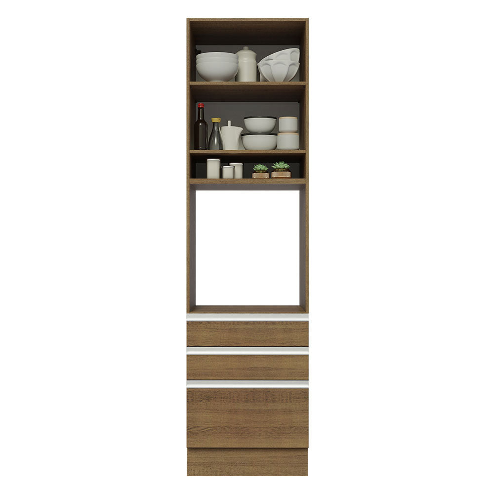 Mueble de cocina para Horno 60 cm 3 Cajones 1 Puerta Glamy Marrón