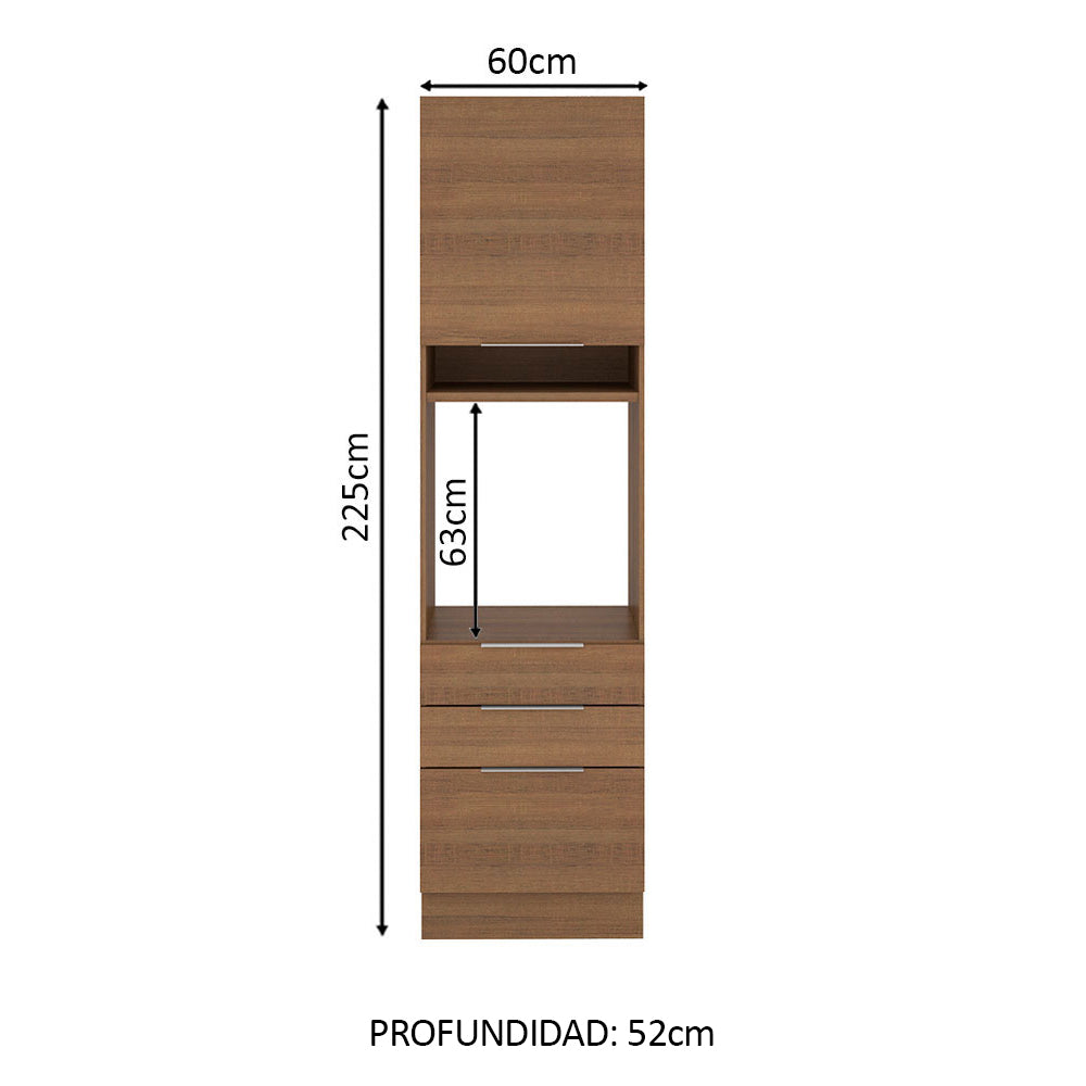 Mueble de Cocina para Horno 60 cm 1 Puerta 3 Cajones Marrón Stella Madesa