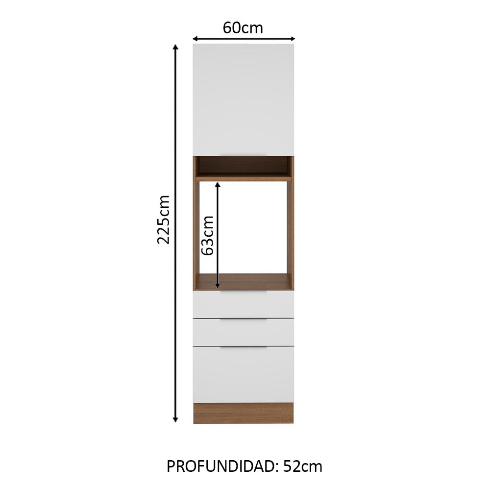 Mueble de Cocina para Horno 60 cm 1 Puerta 3 Cajones Marrón/Blanco Stella Madesa