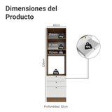 Mueble de cocina para Horno/ microondas 60 cm 1 Puerta 3 Cajones Marrón/Blanco Vik Madesa
