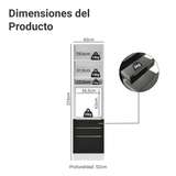 Mueble para Horno/Microondas 60 cm 1 Puerta y 3 Cajones Blanco/Negro Lux Madesa
