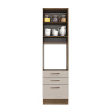 Mueble de Cocina para Horno 60 cm 1 Puerta 3 Cajones Marrón/Crema Agata