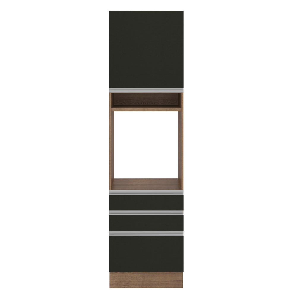 Mueble Para Horno Y Microondas Madesa Glamy 60cm Marrón/Negro 01