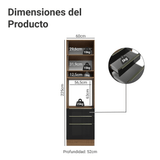 Mueble para Horno/Microondas 60 cm 1 Puerta y 3 Cajones Marrón/Negro Lux Madesa