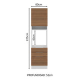 Mueble de Cocina para Horno 60 cm 1 Puerta 3 Cajones Blanco/Marrón Stella Madesa