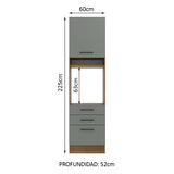 Mueble de Cocina para Horno 60 cm 1 Puerta 3 Cajones Marrón/Gris Agata Madesa