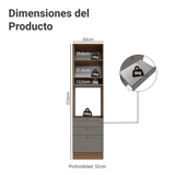 Mueble de cocina para Horno/ microondas 60 cm 1 Puerta 3 Cajones Marrón/Gris Vik Madesa