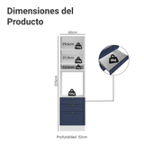 Mueble de cocina para Horno/ microondas 60 cm 1 Puerta 3 Cajones Blanco/Azul Vik Madesa