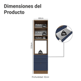 Mueble de cocina para Horno/ microondas 60 cm 1 Puerta 3 Cajones Marrón/Azul Vik Madesa