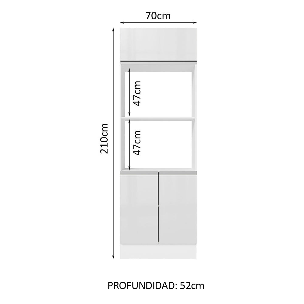 Mueble de Cocina para Horno Para 2 Hornos 100% MDF Blanco Brillante Acordes Madesa