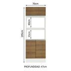 Mueble para Horno y Microondas 70 cm 3 Puertas Blanco/Marrón 100% MDF Smart Madesa