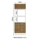 Mueble de Cocina para Horno 2 Puertas e 1 Suspensa Blanco/Marrón Smart Madesa