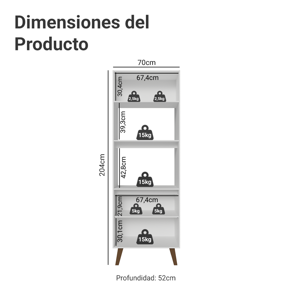 Mueble para Horno y Microondas 70 cm 3 Puertas Blanco Pieta Madesa