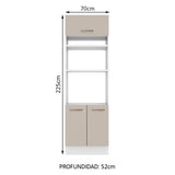 Mueble de cocina para Horno/ Microondas 70 cm Sin cajones 3 Puertas Agata Blanco/Crema