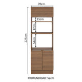 Mueble de cocina para Horno/ Microondas 70 cm Sin cajones 3 Puertas Stella Marrón