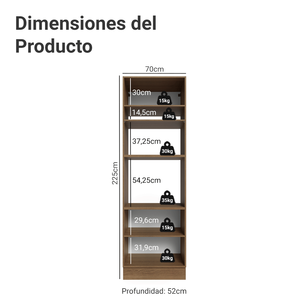 Mueble de cocina para Horno/ microondas 70 cm 3 Puertas Marrón/Blanco Vik Madesa