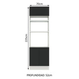Mueble de cocina para Horno/ Microondas 70 cm Sin cajones 3 Puertas Agata Blanco/Negro
