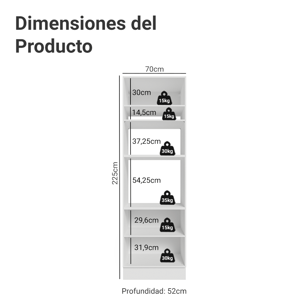 Mueble para Horno/Microondas 70 cm 3 Puetas Blanco/Negro Lux Madesa