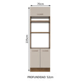 Mueble de cocina para Horno/ Microondas 70 cm Sin cajones 3 Puertas Agata Marrón/Crema