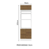 Mueble de cocina para Horno/ Microondas 70 cm Sin cajones 3 Puertas Glamy Blanco/Marrón